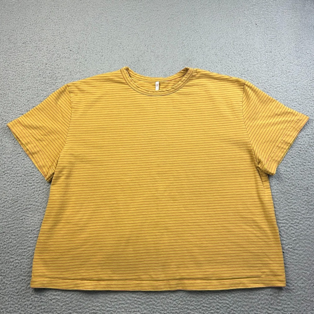 RAT BOI T Shirt Womens XL Yellow Pink Stripe Cotton Basic Tee Oversized Casual